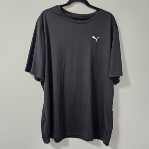 PUMA Mens Black Short-Sleeve Crew Neck Tee with White Logo